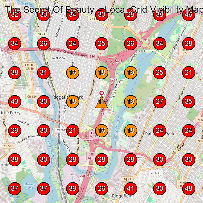 The Secret Of Beauty GeoGrid visibility map for Hair Salon in Ridgefield Park