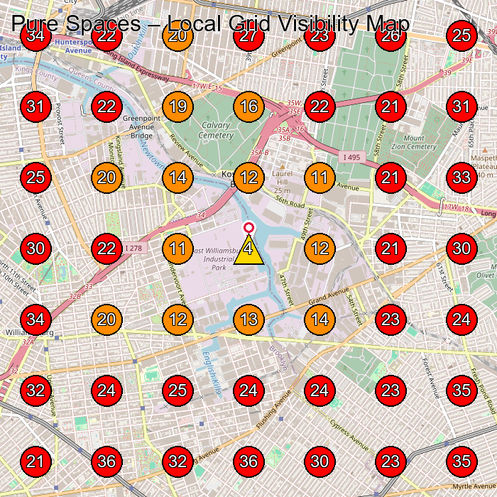 Pure Spaces GeoGrid visibility map for Commercial Cleaning Service in None
