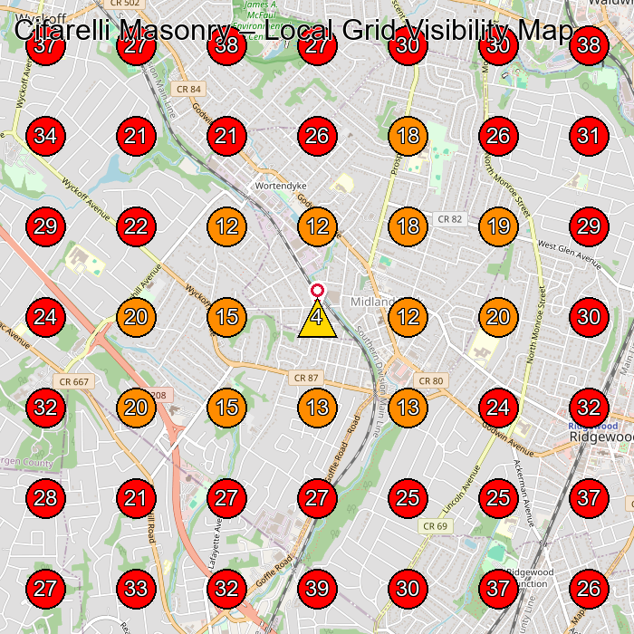 Cifarelli Masonry GeoGrid visibility map for Masonry Contractor in Hawthorne