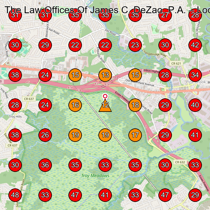 The Law Offices Of James C. DeZao, P.A. GeoGrid visibility map for Personal Injury Attorney in Parsippany-Troy Hills