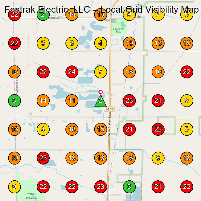 Fastrak Electric, LLC Electrician GeoGrid ranking map for None