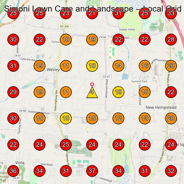 Simoni Lawn Care and Landscape GeoGrid visibility map for Landscaper in Spring Valley
