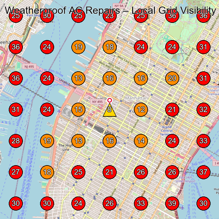 Weatherproof AC Repairs GeoGrid visibility map for Air Conditioning Repair Service in None