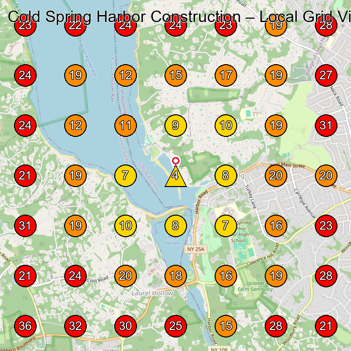 Cold Spring Harbor Construction GeoGrid visibility map for Construction Company in Cold Spring Harbor