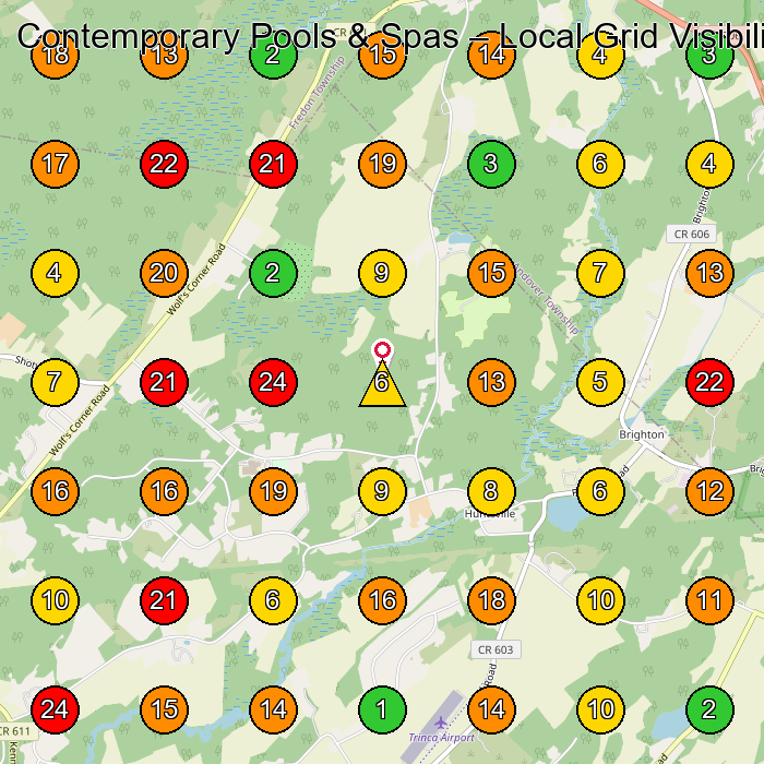 Contemporary Pools & Spas Swimming Pool Contractor GeoGrid ranking map for Newton NJ