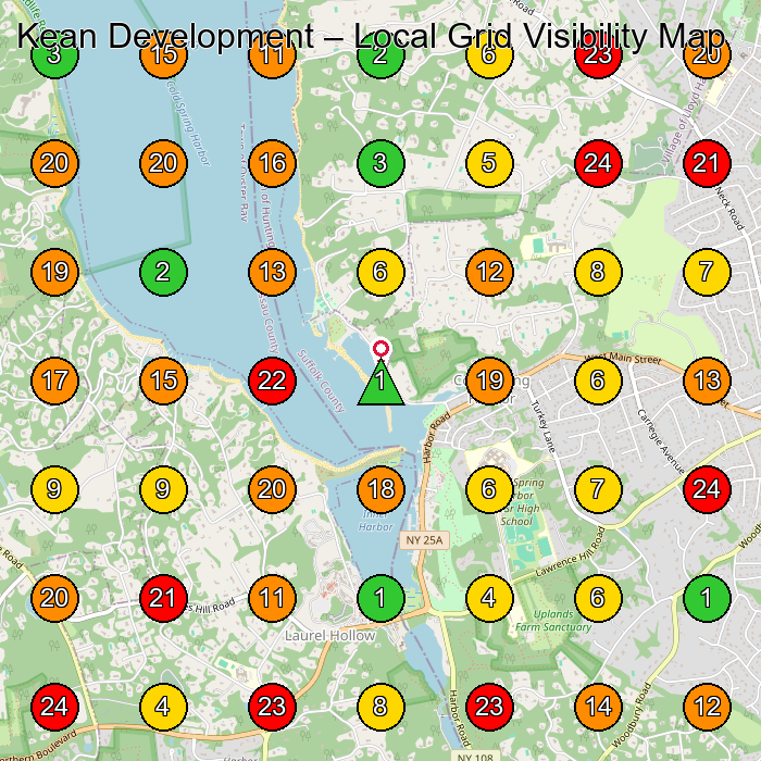 Kean Development Construction Company GeoGrid ranking map for Cold Spring Harbor NY