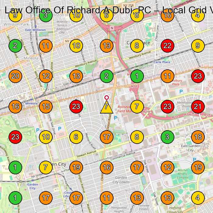 Law Office Of Richard A Dubi, PC Law Firm GeoGrid ranking map for Garden City NY