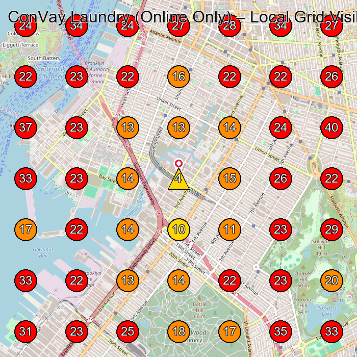 ConVay Laundry (Online Only) GeoGrid visibility map for Laundry Service in Brooklyn