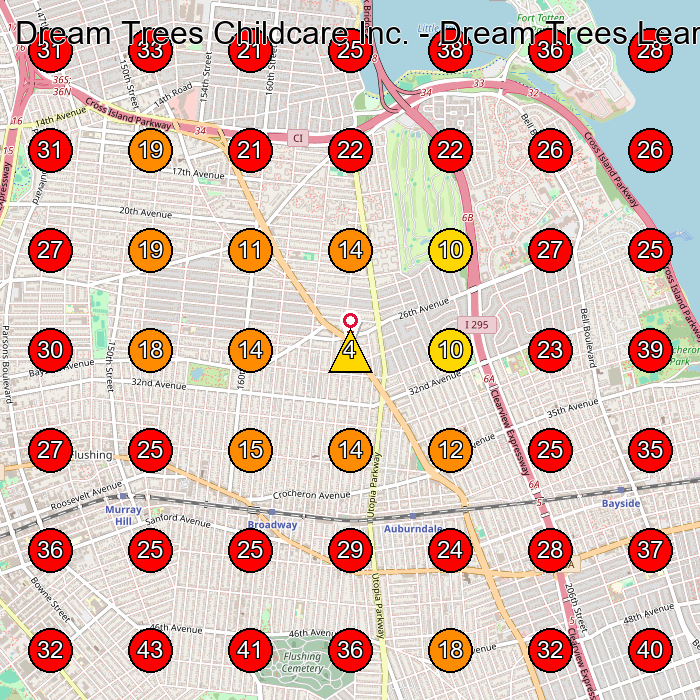 Dream Trees Childcare Inc. - Dream Trees Learning Center GeoGrid visibility map for Day Care Center in Queens