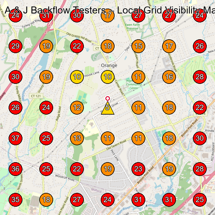 A & J Backflow Testers GeoGrid visibility map for Dry Wall Contractor in None