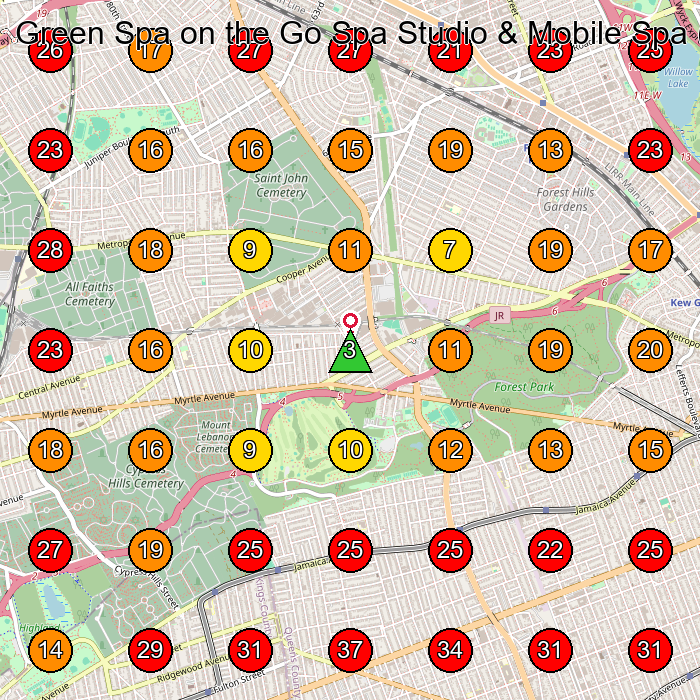 Green Spa on the Go Spa Studio & Mobile Spa (appointment only) GeoGrid visibility map for Spa in Richmond Hill