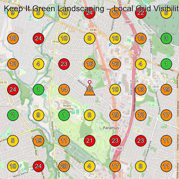 Keep It Green Landscaping Lawn Care Service GeoGrid ranking map for None