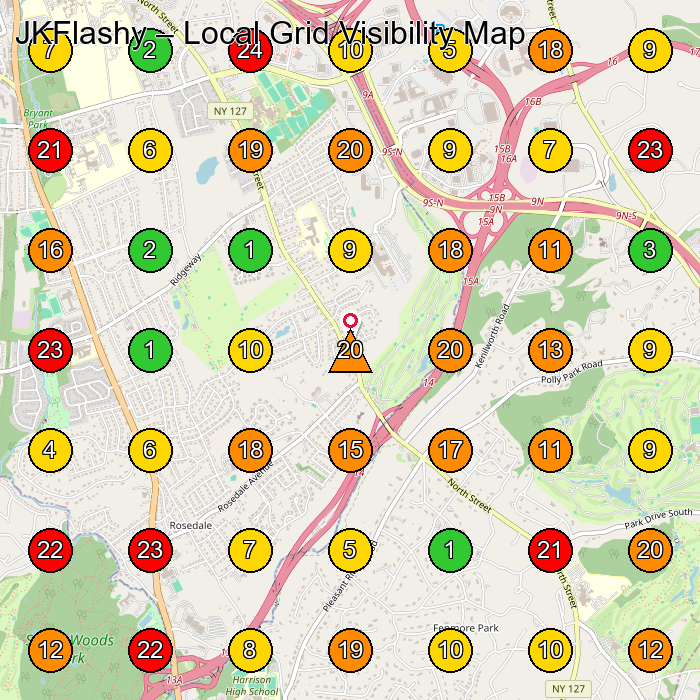 JKFlashy Make-Up Artist GeoGrid ranking map for White Plains NY