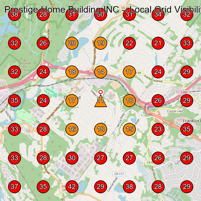 Prestige Home Building INC GeoGrid visibility map for Home Builder in Kinnelon