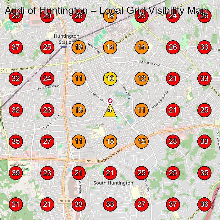 Audi of Huntington GeoGrid visibility map for Used Car Dealer in Huntington Station