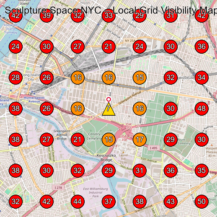 Sculpture Space NYC GeoGrid visibility map for Art Studio in Astoria