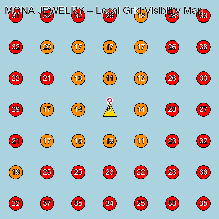 MONA JEWELRY GeoGrid visibility map for Jewelry Manufacturer in None