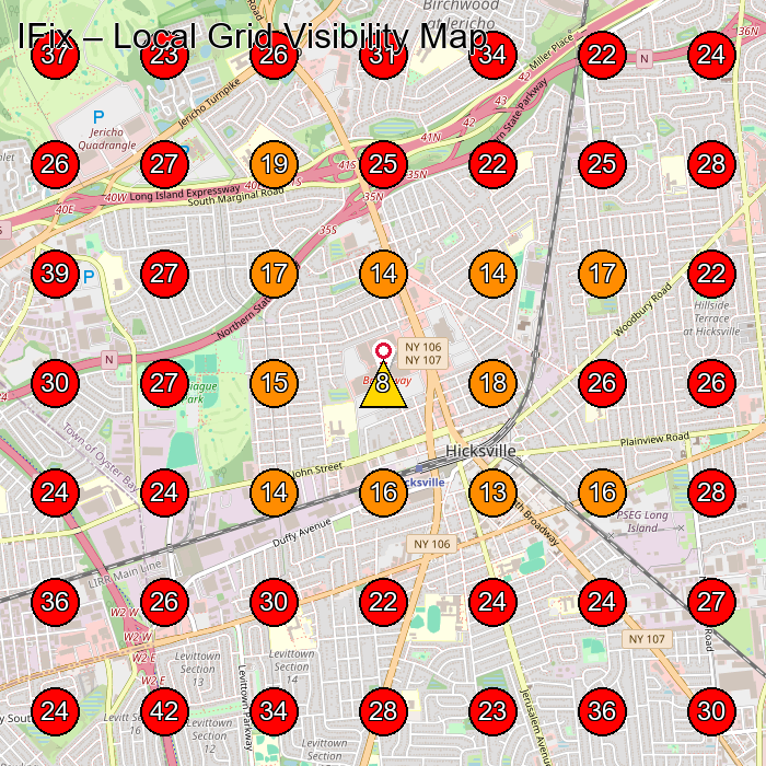 IFix GeoGrid visibility map for Computer Repair Service in Hicksville