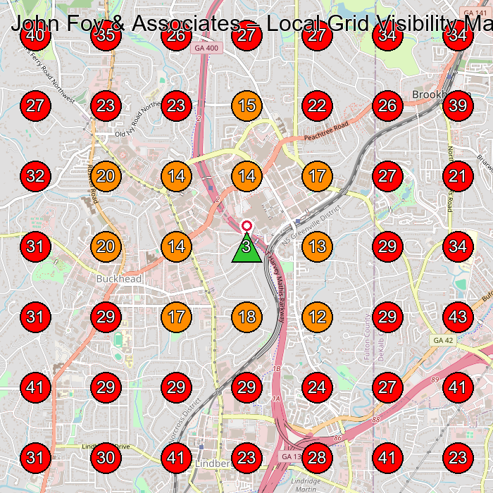 John Foy & Associates GeoGrid visibility map for Pet Groomer in None