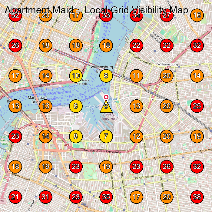 Apartment Maid GeoGrid visibility map for Commercial Cleaning Service in None