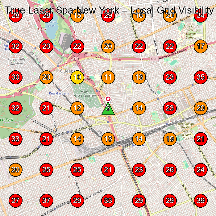 True Laser Spa New York GeoGrid visibility map for Spa in Richmond Hill