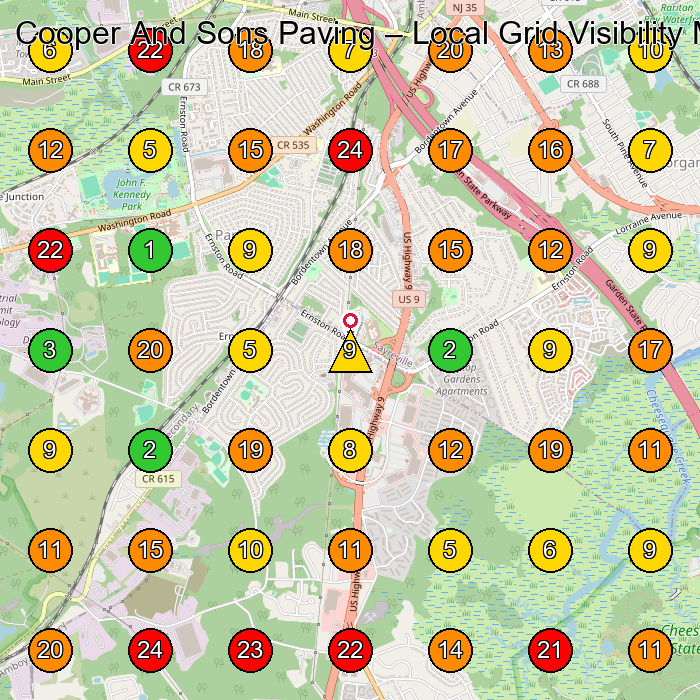 Cooper And Sons Paving Paving Contractor GeoGrid ranking map for Parlin NJ