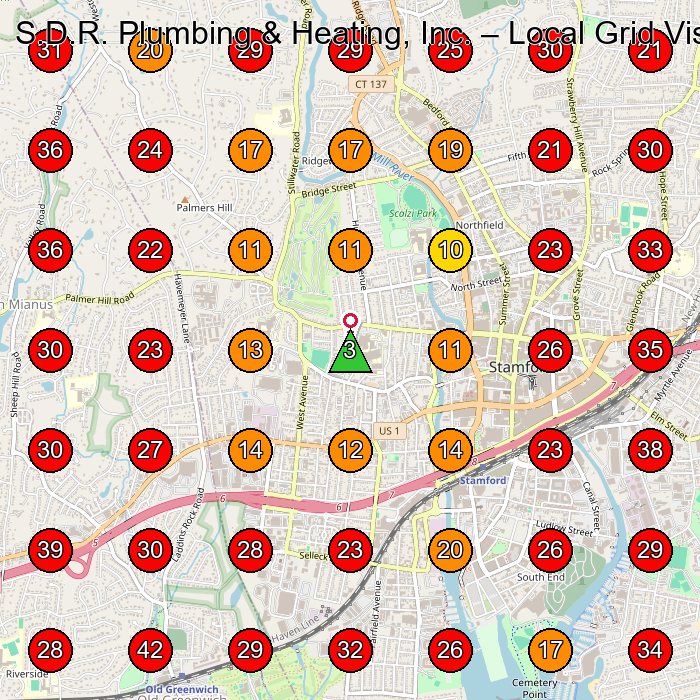 S.D.R. Plumbing & Heating, Inc. GeoGrid visibility map for Plumber in None