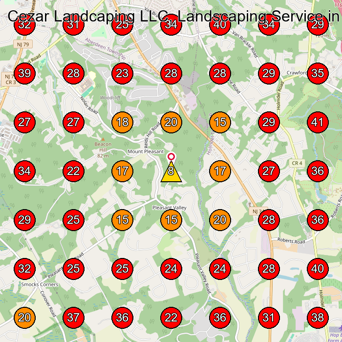 Cezar Landcaping LLC, Landscaping Service in Asbury Park, NJ GeoGrid visibility map for Landscaper in Eatontown