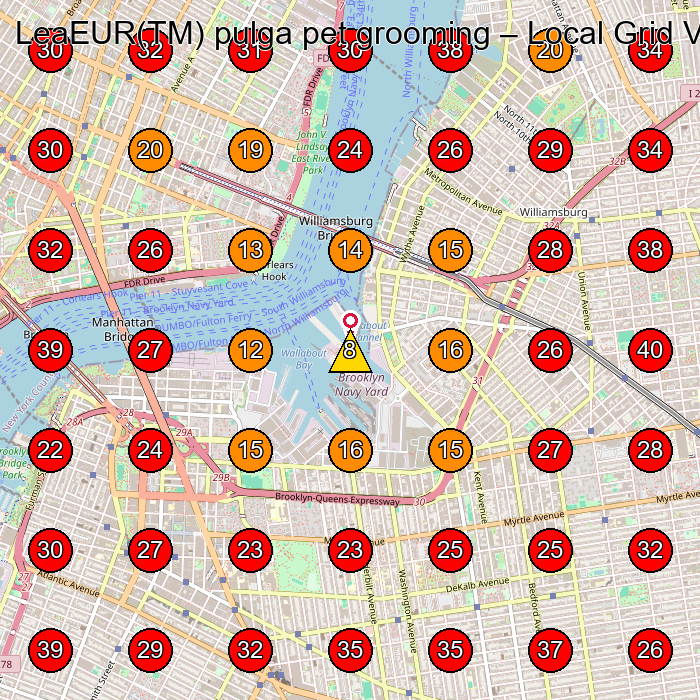 LeaEUR(TM) pulga pet grooming GeoGrid visibility map for Pet Groomer in Brooklyn