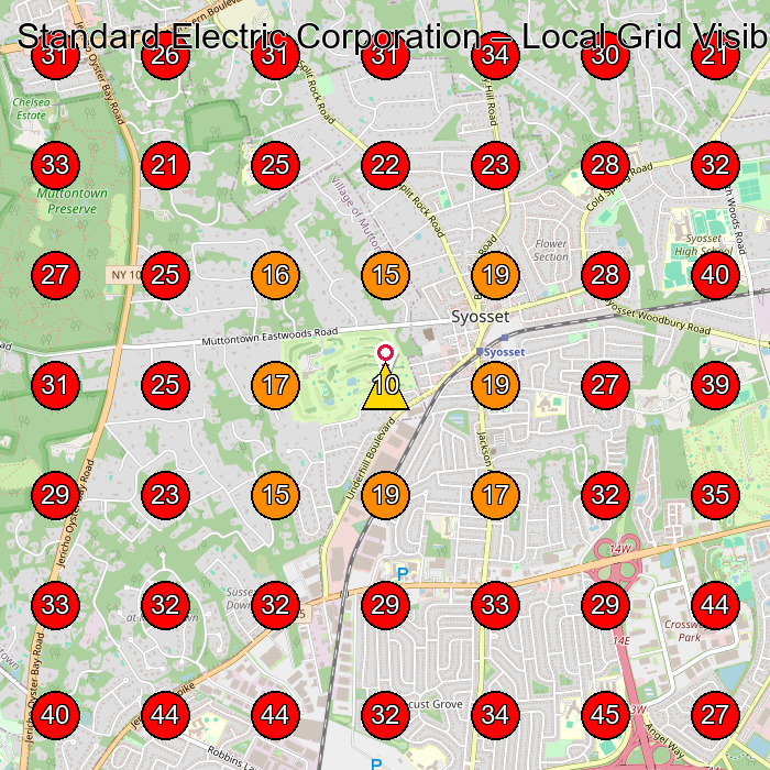 Standard Electric Corporation GeoGrid visibility map for Electrician in East Norwich