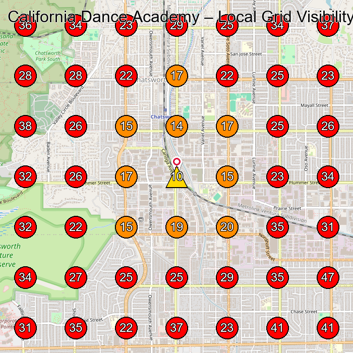 California Dance Academy GeoGrid visibility map for Medical Spa in Encino