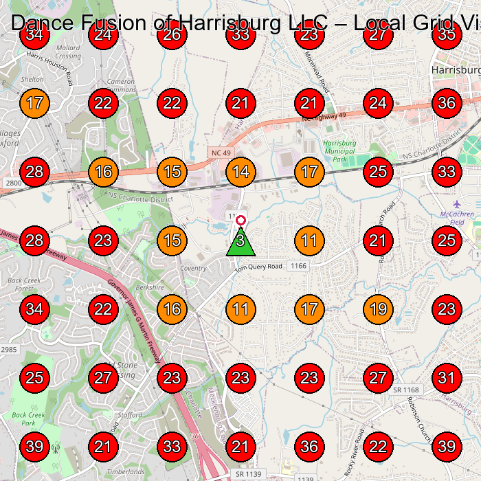 Dance Fusion of Harrisburg LLC GeoGrid visibility map for Lawn Care Service in None