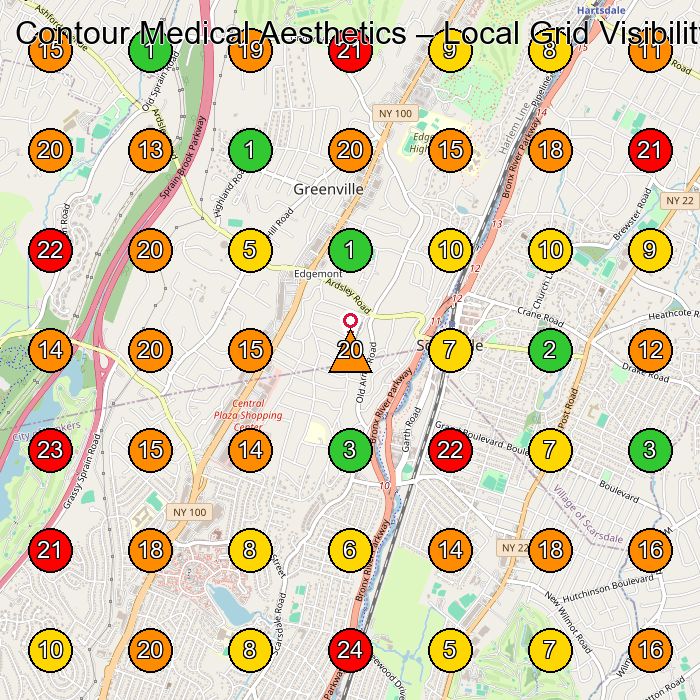 Contour Medical Aesthetics Medical Spa GeoGrid ranking map for Scarsdale NY