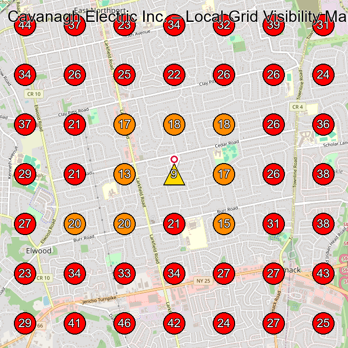 Cavanagh Electric Inc. GeoGrid visibility map for Electrician in None