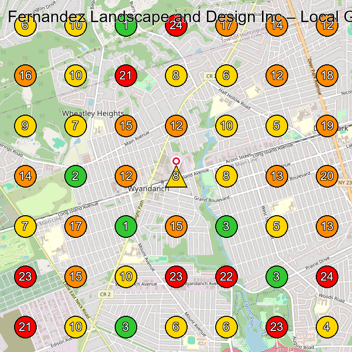 Fernandez Landscape and Design Inc Landscaper GeoGrid ranking map for None
