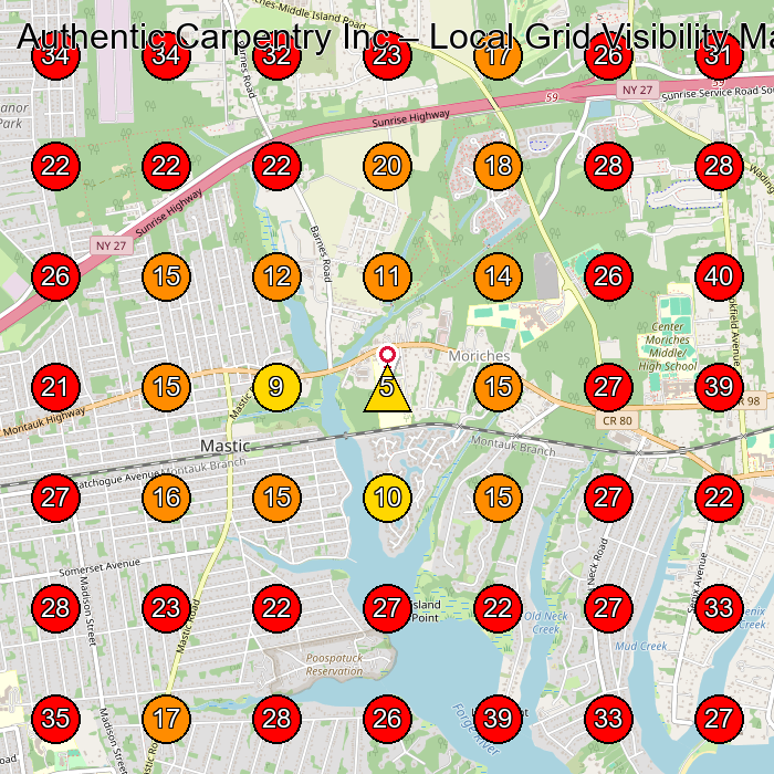 Authentic Carpentry Inc GeoGrid visibility map for Day Spa in Moriches
