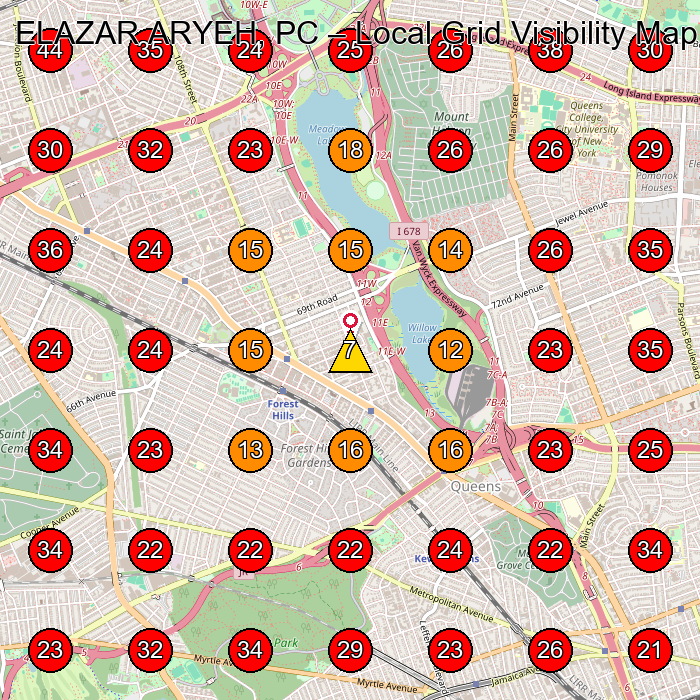 ELAZAR ARYEH, PC GeoGrid visibility map for Real Estate Attorney in Jamaica