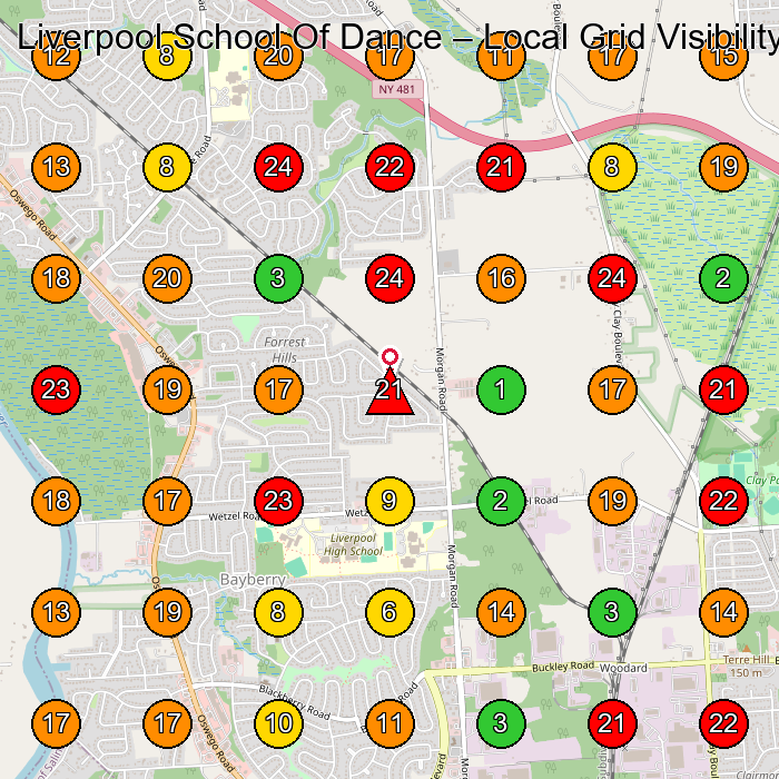 Liverpool School Of Dance Dance School GeoGrid ranking map for Liverpool NY