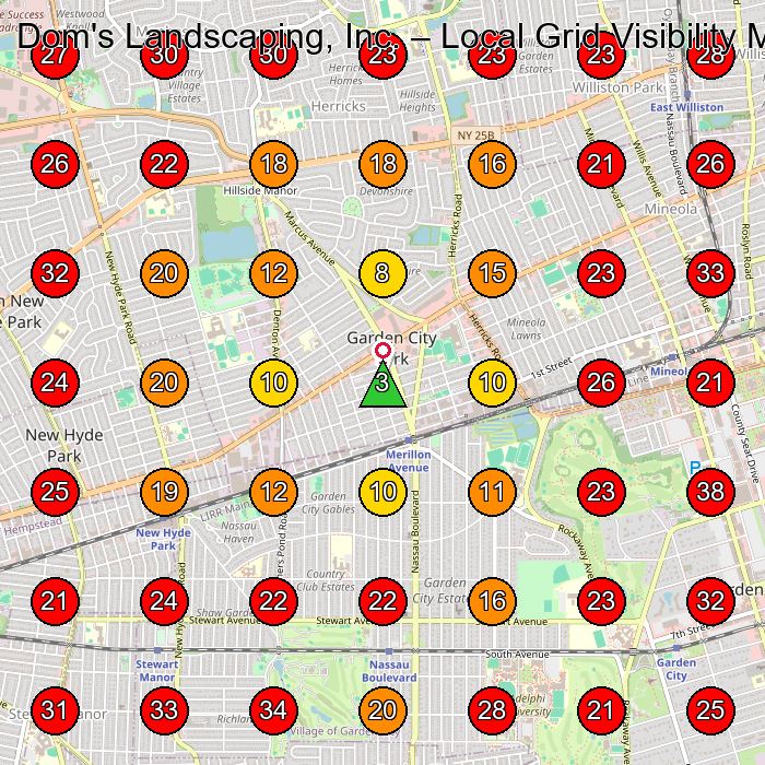 Dom's Landscaping, Inc. GeoGrid visibility map for Landscaper in None
