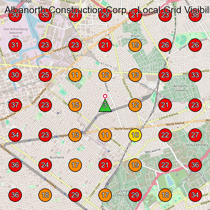 Albanorth Construction Corp GeoGrid visibility map for Construction Company in Queens
