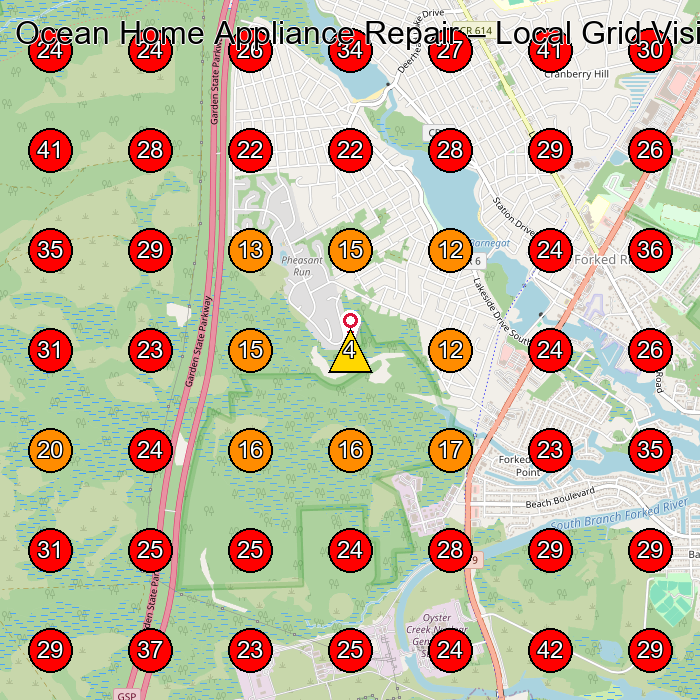 Ocean Home Appliance Repair GeoGrid visibility map for General Contractor in None