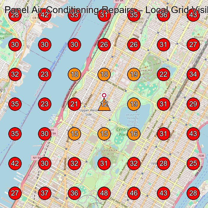 Panel Air Conditioning Repairs GeoGrid visibility map for Air Conditioning Contractor in New York