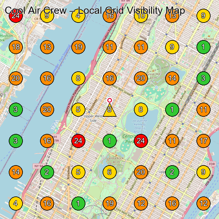Cool Air Crew Air Conditioning Contractor GeoGrid ranking map for New York NY