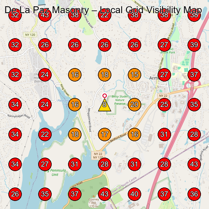 De La Paz Masonry GeoGrid visibility map for Roofing Contractor in None