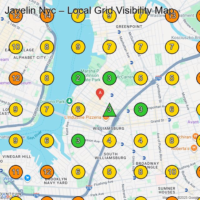 Javelin Nyc GeoGrid ranking map for Clothing Store in Brooklyn