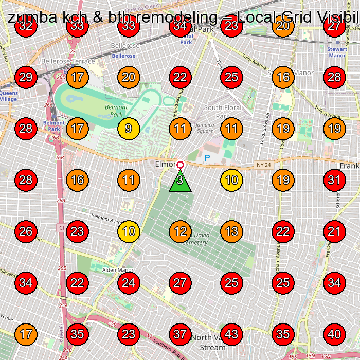 zumba kch & bth remodeling GeoGrid visibility map for Electrician in Elmont