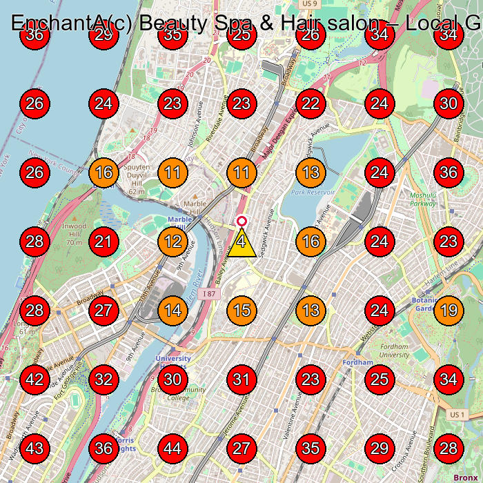 EnchantA(c) Beauty Spa & Hair salon GeoGrid visibility map for Centro De Esta(C)Tica in Bronx