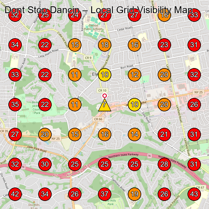 Dont Stop Dancin GeoGrid visibility map for Dance School in None