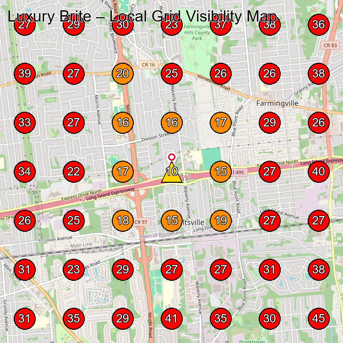 Luxury Brite GeoGrid visibility map for House Cleaning Service in None