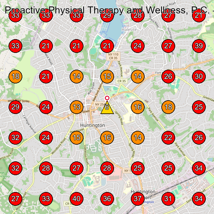Proactive Physical Therapy and Wellness, P.C. GeoGrid visibility map for Physical Therapy Clinic in Huntington Station